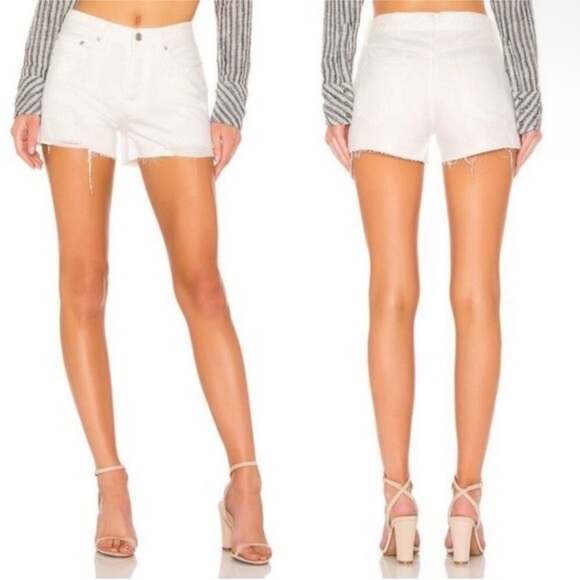 We the Free White Distressed Denim Shorts - Picture 2 of 7